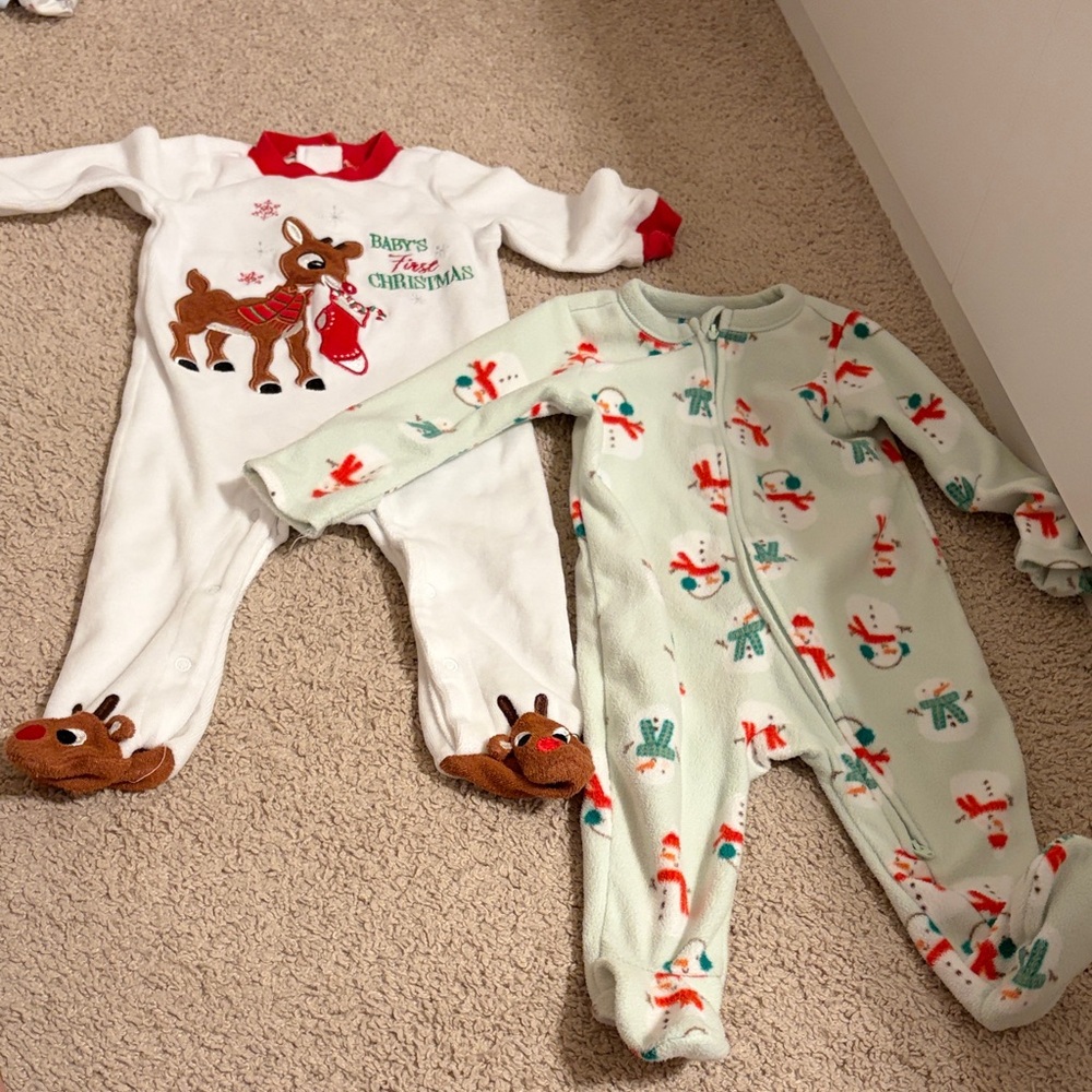 Baby's First Christmas Reindeer and Snowman One Piece Set